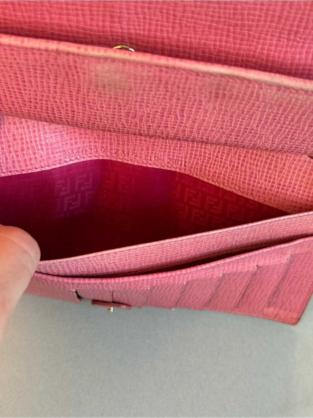 Fendi Wallet Brown FF Monogram Zucca Coated Canvas Pink Interior Box Dust Bag
